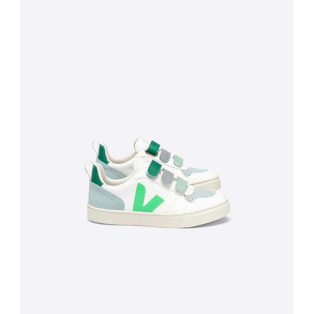 παπουτσια παιδικα Veja V-10 CHROMEFREE White/Green | GR 741MQZ